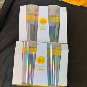 Sun Squad Iridescent Tumblers Set set of 8 new cups bpa free
